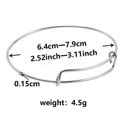 Non-Tarnish Adjustable Expandable 304 Stainless Steel Bangles for Women UK8854-1-1