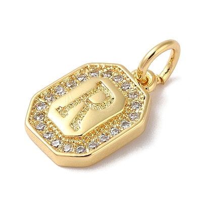 Real 18K Gold Plated Brass Micro Pave Clear Cubic Zirconia Pendants KK-L216-002G-R-1