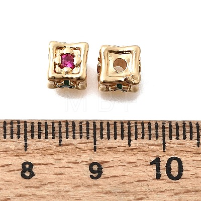 Brass Micro Pave Colorful Cubic Zirconia Beads KK-N289-25G-1