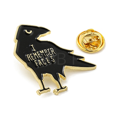 Crow with Word I Remember Faces Enamel Pins JEWB-Z010-01G-1