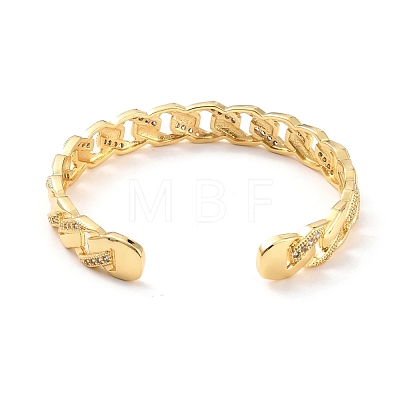 Bling Curb Chain-shaped Cubic Zirconia Cuff Bangle BJEW-D448-04G-RS-1