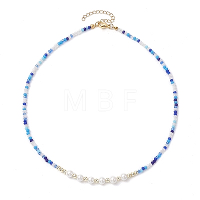 Boho Glass Beads & Shell Pearl Beaded Necklaces NJEW-JN04975-1