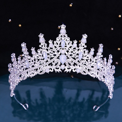 Alloy Rhinestone Crown Hair Bands for Woman Girls PW-WGB2F57-07-1