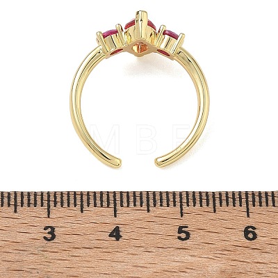 Brass Micro Pave Cubic Zirconia Cuff Open Rings for Women RJEW-L343-14G-01-1
