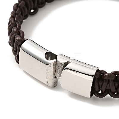 Leather Braided Cord Bracelet with 304 Stainless Steel Magnetic Clasp for Men Women BJEW-C021-10-1