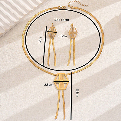 Stainless Steel Cross Tassel Necklace & Earring Sets for Women BL3761-1