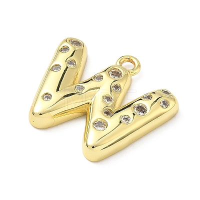 Brass Micro Pave Clear Cubic Zirconia Pendants KK-I476-02G-W-1