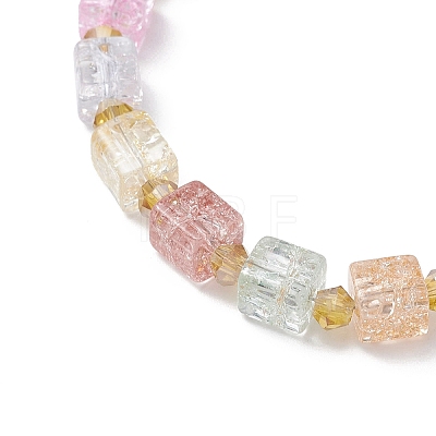 Crackle Glass & Electroplate Glass Beaded Bracelets for Women BJEW-JB12833-1