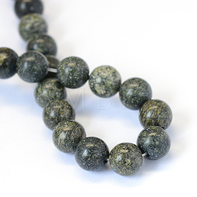 Natural Serpentine/Green Lace Stone Round Bead Strands G-E334-6mm-14-1