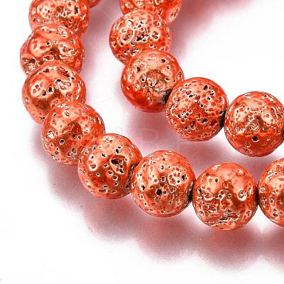 Electroplated Natural Lava Rock Beads Strands G-T098-01C-07-1