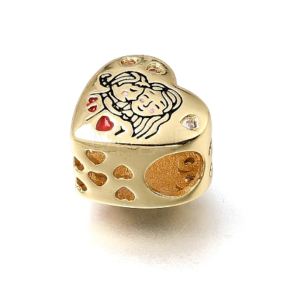 Mother's Day Brass Enamel Beads KK-E802-14G-B-1