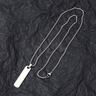 201 Stainless Steel Pendant Necklaces for Man NJEW-Q336-03E-P-1