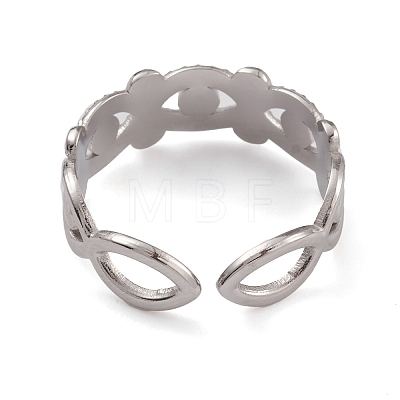 304 Stainless Steel Horse Eye Open Cuff Rings for Women RJEW-G285-71P-1