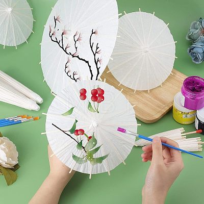 CHGCRAFT 14Pcs 3 Styles DIY Blank Craft Paper Umbrella DIY-CA0003-55-1