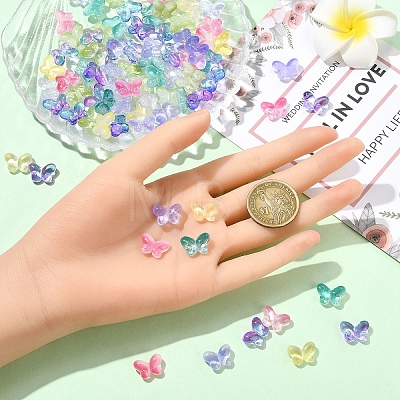 50Pcs Transparent Spray Painted Glass Beads GLAA-YW0004-97A-1