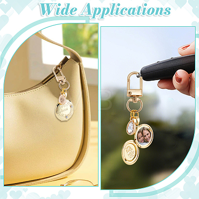 4Pcs Brass Locket Pendants & Alloy Rhinestone Pendant Decorations HJEW-NB00322-1