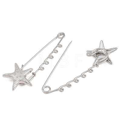 Starfish 304 Stainless Steel Safety Pins Brooch Findings SA-CBA098D-16B-P05-1