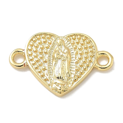 Rack Plating Brass Religion Heart Virgin Mary Connector Charms KK-L224-098G-1