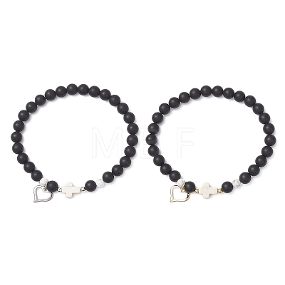 2Pcs 201 Stainless Steel Open Charm Bracelets BJEW-JB12719-1