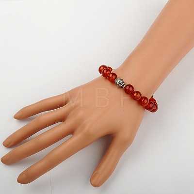 Natural Carnelian(Dyed & Heated) Stretch Bracelets BJEW-JB01329-04-1