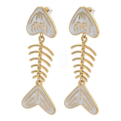 304 Stainless Steel Enamel Dangle Stud Earrings for Women EJEW-L315-06G-02-1