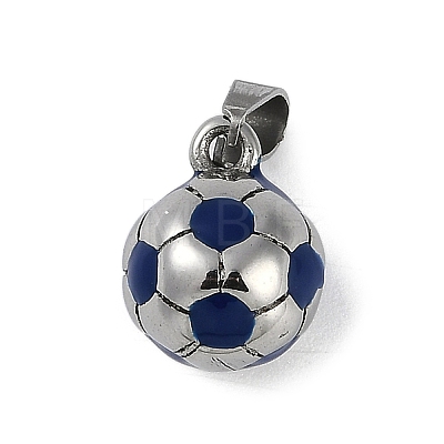 Trendy Necklace Findings 304 Stainless Steel FootBall/Soccer Ball Pendants STAS-L012-B01P-03-1