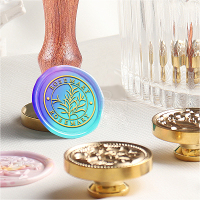 Brass Wax Seal Stamp with Handle AJEW-WH0184-1069-1