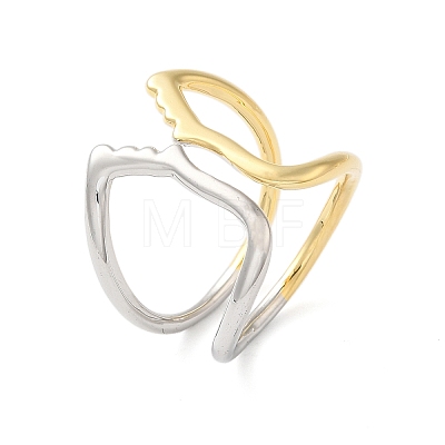 Brass Hollow Open Cuff Rings for Women RJEW-B062-12GP-1