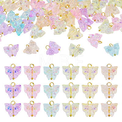 60Pcs 6 Colors Electroplate Transparent Glass Charms PALLOY-TAC0287-1