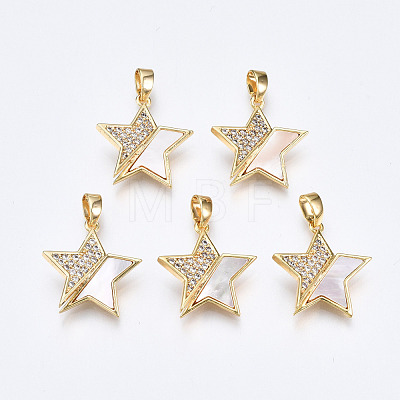 Brass Micro Pave Clear Cubic Zirconia Pendants KK-Q277-009-NF-1