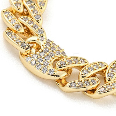 Brass Micro Pave Clear Cubic Zirconia Oval Link Chain Bracelets for Women BJEW-R315-01A-G-1