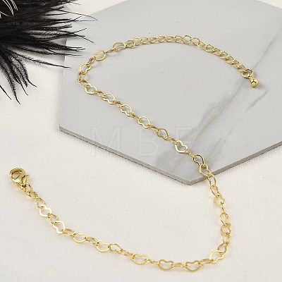 Brass Heart Link Bracelets for Women BJEW-G735-07G-01-1