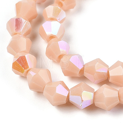 Opaque Solid Color Electroplate Glass Beads Strands EGLA-A039-P6mm-L06-1