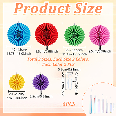 6Pcs Paper Fans Flower for Wedding Birthday Carnival Welcome Party Decorations DIY-WH0349-570-1