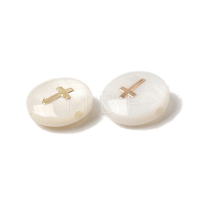 Natural Freshwater Shell Flat Round Beads SHEL-C009-01E-1