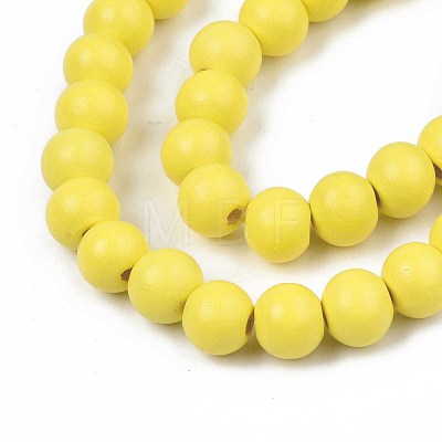 Painted Natural Wood Beads Strands WOOD-S053-54K-1