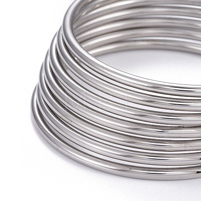 7Pcs 201 Stainless Steel Plain Bangle Sets for Women BJEW-L664-022A-P02-1