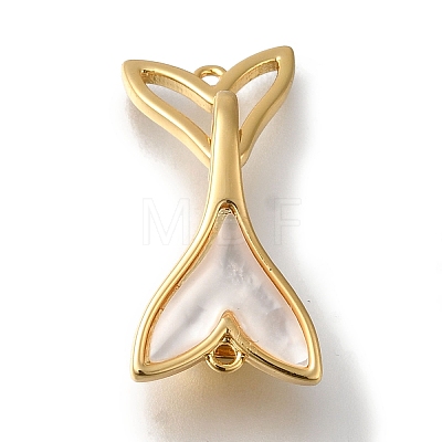 Brass with Shell Fold Over Clasps KK-H480-48G-01-1