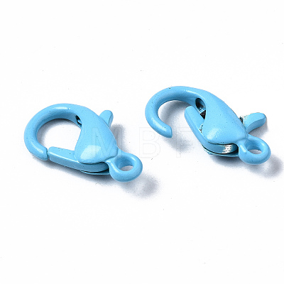 40Pcs Spray Painted Eco-Friendly Alloy Lobster Claw Clasps PALLOY-YW0001-24-NR-1