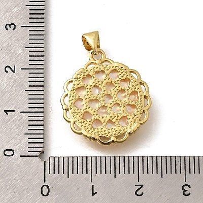 Brass Pave Natural White Shell Carved Angel Pendants KK-Z091-03G-1