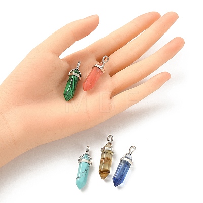 5Pcs 5 Styles Synthetic Mixed Gemstone Pointed Pendants G-YW0001-46-1