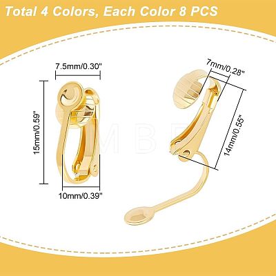 Unicraftale 32Pcs 4 Colors 304 Surgical Stainless Steel Clip-on Earring Findings FIND-UN0001-33-1