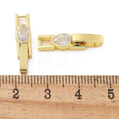 Rack Plating Brass Micro Pave Cubic Zirconia Fold Over Clasps KK-A234-016G-03-1