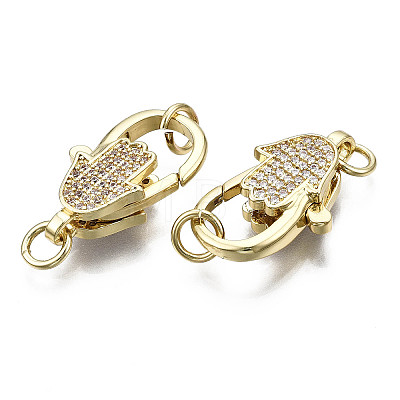 Brass Micro Pave Clear Cubic Zirconia Lobster Claw Clasps KK-Q769-031-NF-1