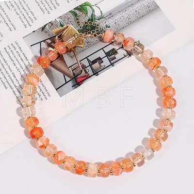 Alloy Resin Rondelle Beaded Necklaces for Women WG2A417-01-1