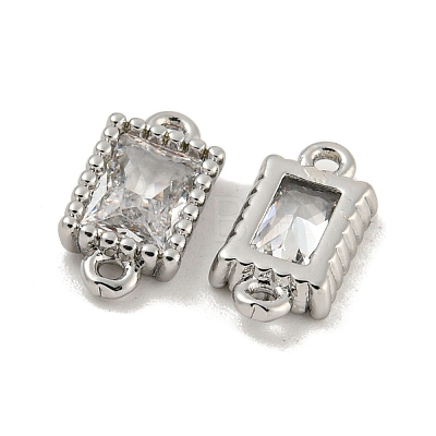 Brass Clear Cubic Zirconia Connector Charms KK-G490-06P-1