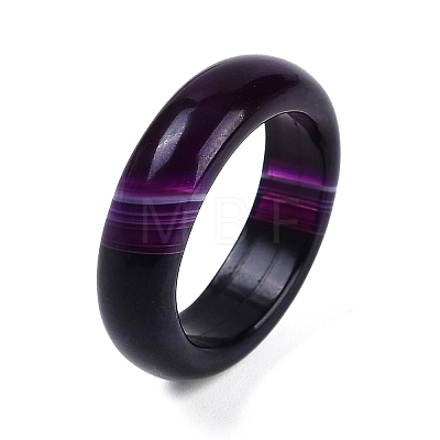 Dyed & Heated Natural Striped Agate/Banded Agate Finger Rings for Women RJEW-Z075-02U-1