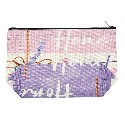 Lavender Printed Linen Storage Zipper Clutch Bags ABAG-Z002-02B-1