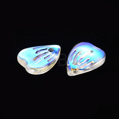 Transparent Spray Painted Glass Charms GLAA-S190-020B-01-1