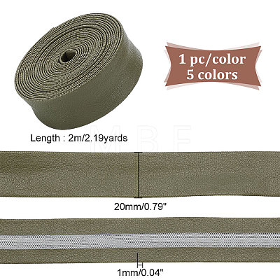   5Pcs 5 Colors Flat PU Leather Folded Edge Band LC-PH0001-09-1